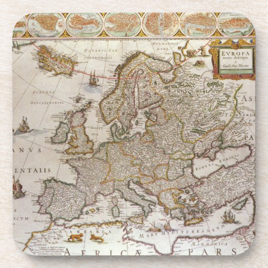 Antike Karte Europas von Willem Jansz Blaeu, c1617 Untersetzer (Vorderseite)