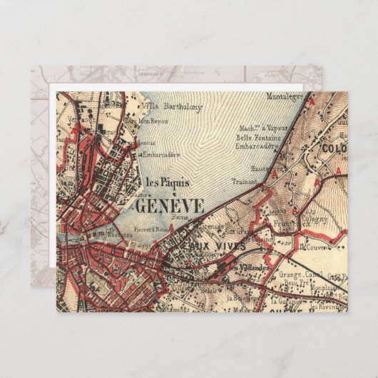 Antike Karte Genfer Schweiz Karte (Vorne/Hinten)