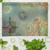 Antike Karte Geschirrtuch (Gefaltet)