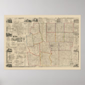 Antike Karte Kolumbus, Ohio und Franklin Landkreis Poster (Vorne)