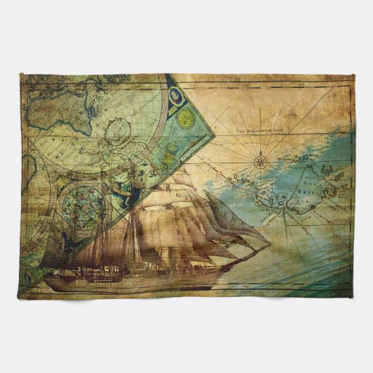 Antike Karte - Küchentücher (Horizontal)