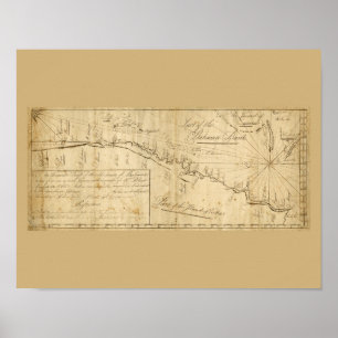 Antike Karte Meerenge von Bahamas Navigationskarte Poster