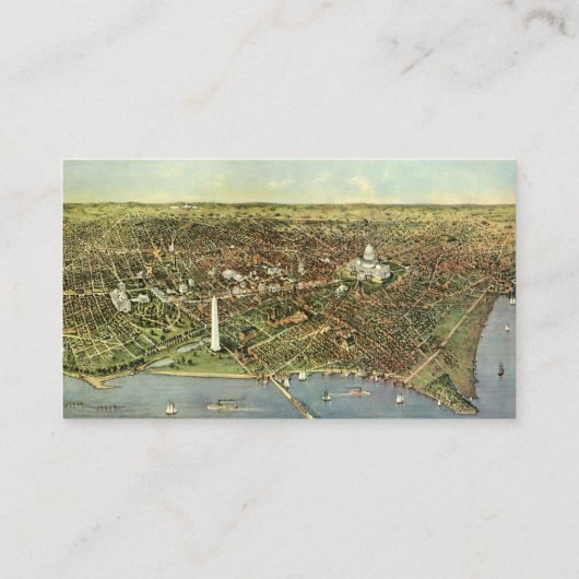 Antike Karte mit Panoramablick auf Washington DC (Rückseite)