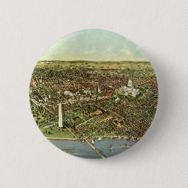 Antike Karte mit Panoramablick auf Washington DC Button