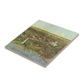 Antike Karte mit Panoramablick auf Washington DC Fliese (Seite)