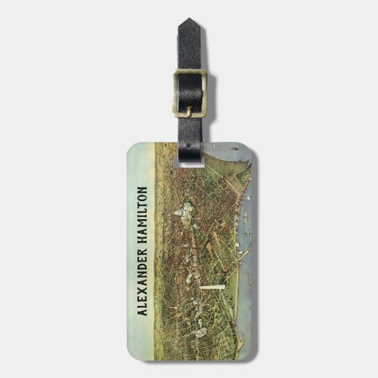 Antike Karte mit Panoramablick auf Washington DC Gepäckanhänger (Vorderseite vertikal)