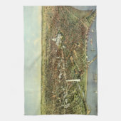 Antike Karte mit Panoramablick auf Washington DC Geschirrtuch (Vertikal)