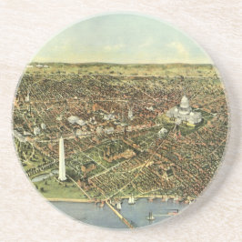 Antike Karte mit Panoramablick auf Washington DC Getränkeuntersetzer