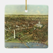 Antike Karte mit Panoramablick auf Washington DC Keramikornament (Rückseite)