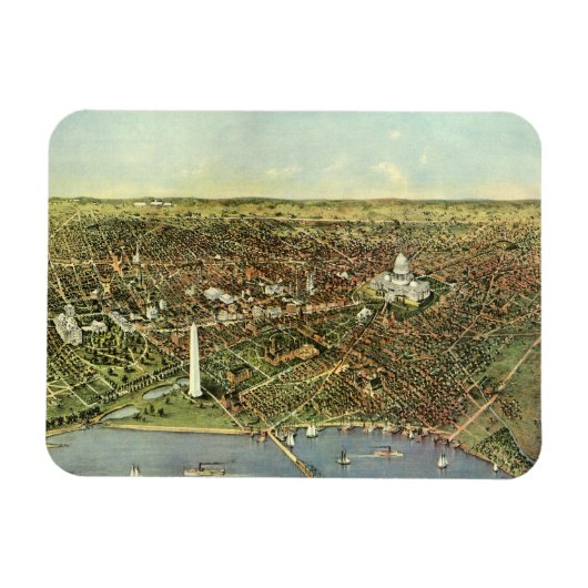 Antike Karte mit Panoramablick auf Washington DC Magnet (Horizontal)