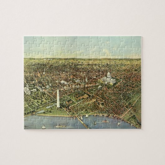 Antike Karte mit Panoramablick auf Washington DC Puzzle (Horizontal)