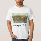 Antike Karte mit Panoramablick auf Washington DC T-Shirt (Vorderseite)