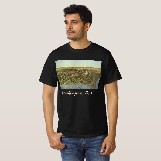 Antike Karte mit Panoramablick auf Washington DC T-Shirt (Vorne ganz)