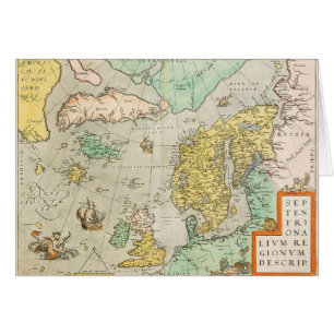 Antike Karte mit Segelschiffen,