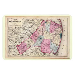 Antike Karte, Monmouth County, NJ 1872 Vintage Pos Magnet