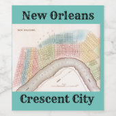 Antike Karte New Orleans LA Crescent Stadt Spitzna Weinetikett (Einzelnes Label)