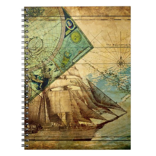 Antike Karte - Notebook Notizblock (Vorderseite)