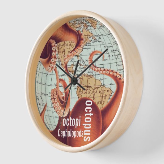 Antike Karte Oktopus Wand Uhr (Winkel)