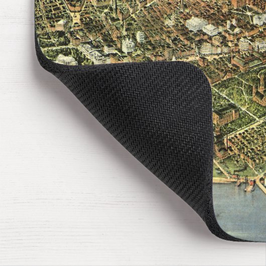 Antike Karte, Panoramasicht auf Washington DC Mousepad (Ecke)