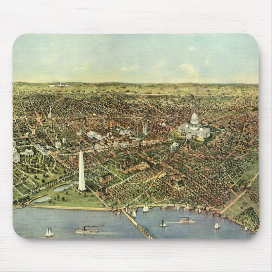 Antike Karte, Panoramasicht auf Washington DC Mousepad (Vorne)