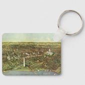 Antike Karte, Panoramasicht auf Washington DC Schlüsselanhänger (Vorderseite)
