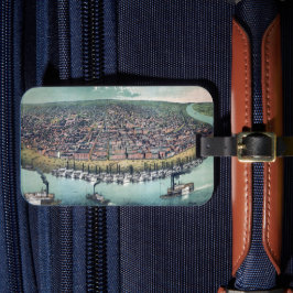 Antike Karte Saint Louis Missouri Mississippi Flus Gepäckanhänger