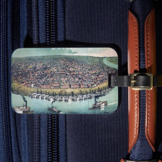 Antike Karte Saint Louis Missouri Mississippi Flus Gepäckanhänger (Vorderseite Insitu 4)