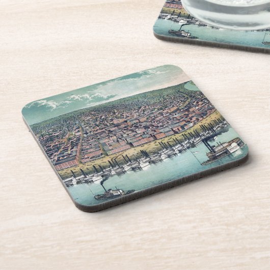 Antike Karte Saint Louis Missouri Mississippi Flus Getränkeuntersetzer (Linke Seite)