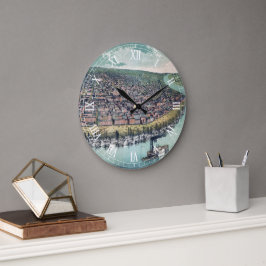 Antike Karte Saint Louis Missouri Mississippi Flus Große Wanduhr