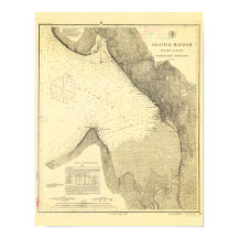 Antike Karte Seattle Harbour und Puget Sound