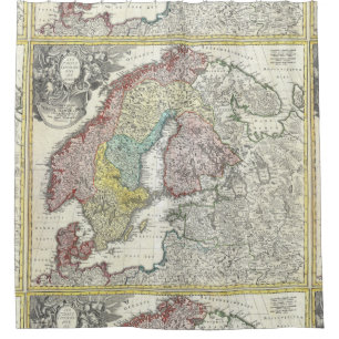 Antike Karte Skandinavien Vintages Nordeuropa Duschvorhang