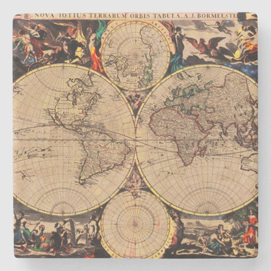 Antike Karte Steinuntersetzer (Vorderseite)