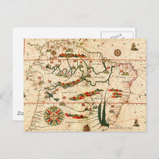 Antike Karte Südamerikas (Vorne/Hinten)