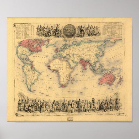 Antike Karte - The British Empire 1850 Poster (Vorne)