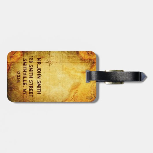 Antike Karte u. Schiff Gepäckanhänger (Rückseite horizontal)