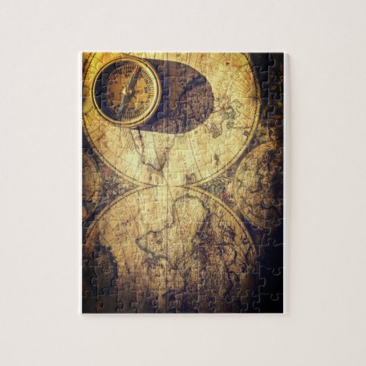 Antike Karte und Kompass Puzzle (Vertikal)