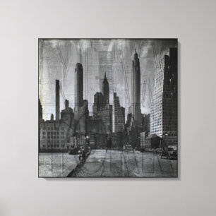 Antike Karte und Retro-Foto von New York City Leinwanddruck