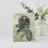 Antike Karte und Tauchhelm Postkarte (Stehend Vorderseite)