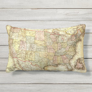 Antike Karte Vereinigte Staaten Amerika USA Lendenkissen