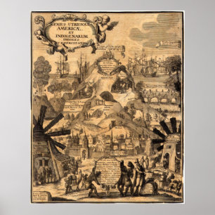 Antike Karte von Amerika Poster