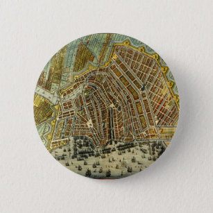 Antike Karte von Amsterdam, Holland aka Niederland Button