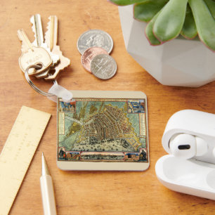 Antike Karte von Amsterdam, Holland, auch Niederla Schlüsselanhänger