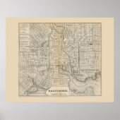 Antike Karte von Baltimore Maryland 1866 Poster (Vorne)