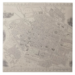 Antike Karte von Belgien Fliese