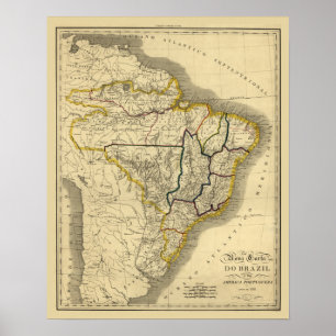 Antike Karte von Brasilien im Jahr 1821 Poster