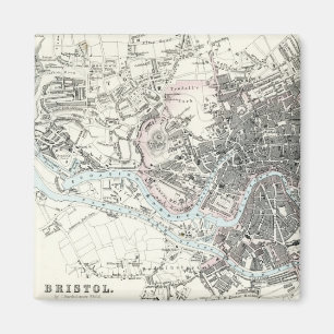 Antike Karte von Bristol, England aus dem 19. Jahr Magnet