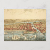 Antike Karte von Chicago, LaSalle Street und Fluss (Vorderseite)