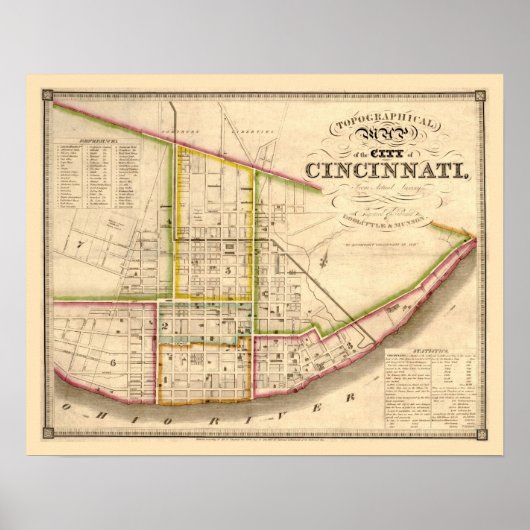 Antike Karte von Cincinnati Ohio Poster (Vorne)