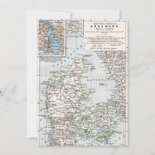 Antike Karte von Dänemark, Danmark auf Dänisch, 19