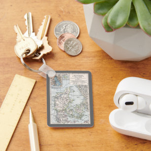 Antike Karte von Dänemark, Danmark auf Dänisch, 19 Schlüsselanhänger